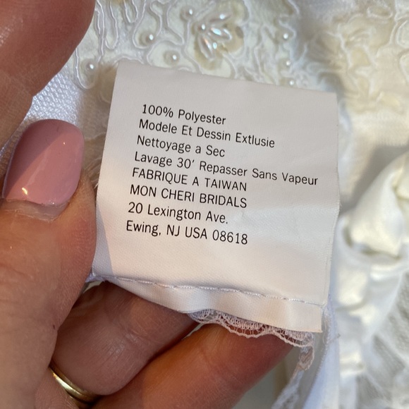 Mon Cherie Modest Bridal Gown. Beautiful Beaded Bodice with braided satin trim - Picture 10 of 10